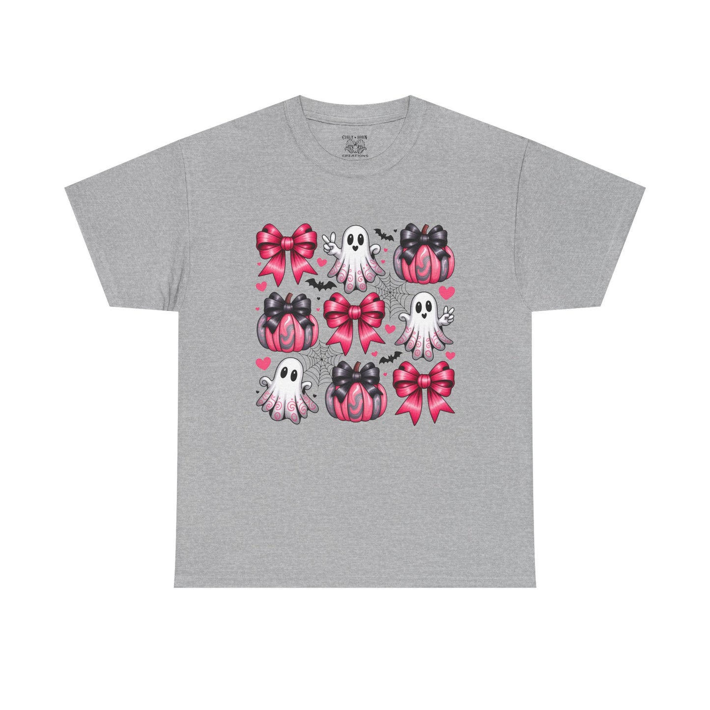 Cute Ghosts & Bows Tee, Halloween Shirt, Unisex Fun Fashion, Gift for Kids and Teens, Spooky Vibes, Holiday Apparel