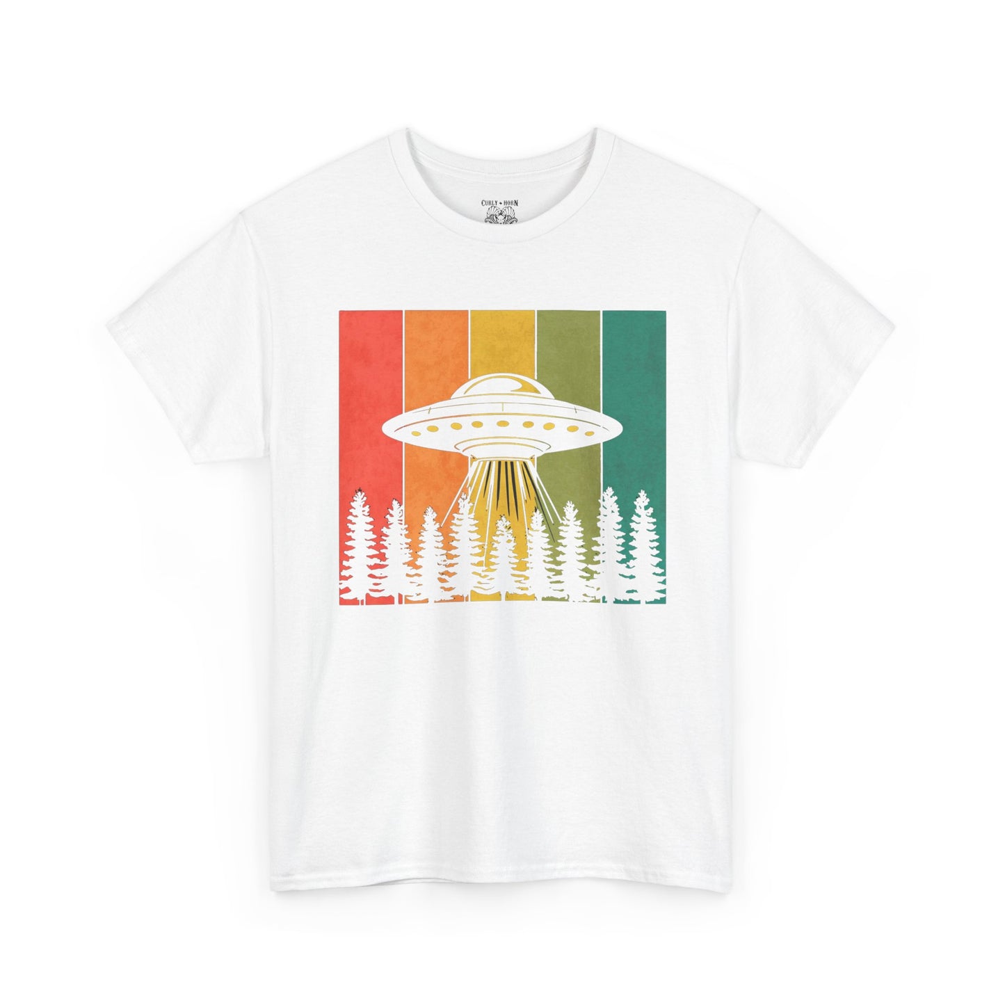 Retro UFO Unisex Heavy Cotton Tee | Vintage Alien Shirt | Unisex Apparel | Outdoor Adventure Tee | Gift for Space Lovers