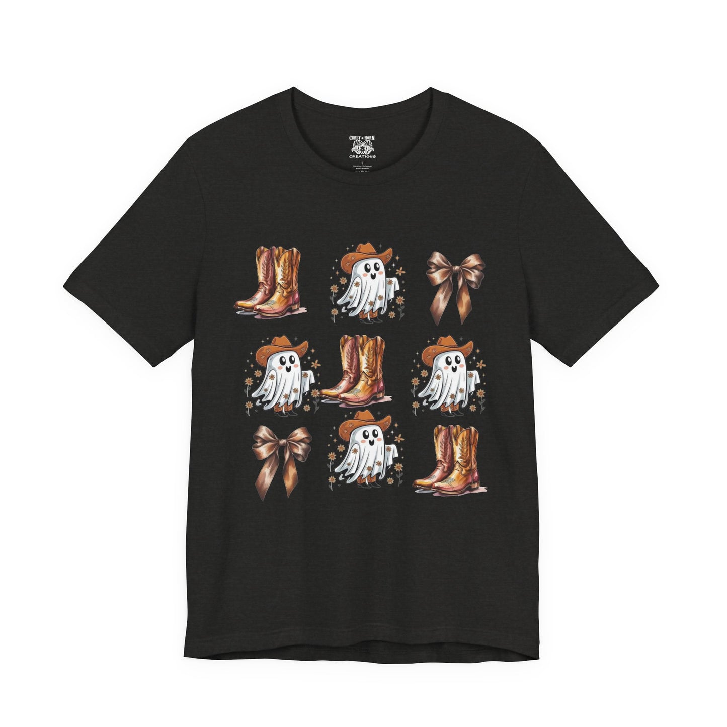 Ghostly Cowboy Tee, Fun Unisex Tee, Halloween Shirt, Country Style Tee, Ghosts and Boots Design, Casual Wear