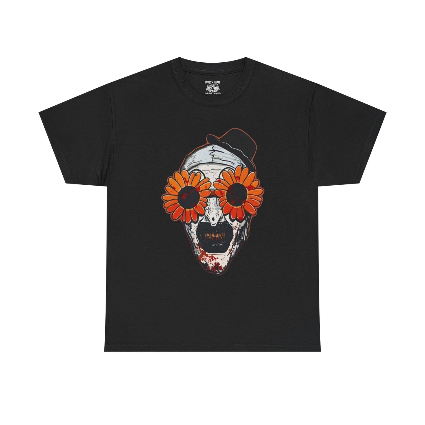 Terrifier Skull Tee with Floral Glasses, Unisex Cotton Shirt, Trendy Graphic T-Shirt, Quirky Casual Wear, Unique Gift for Him or Her