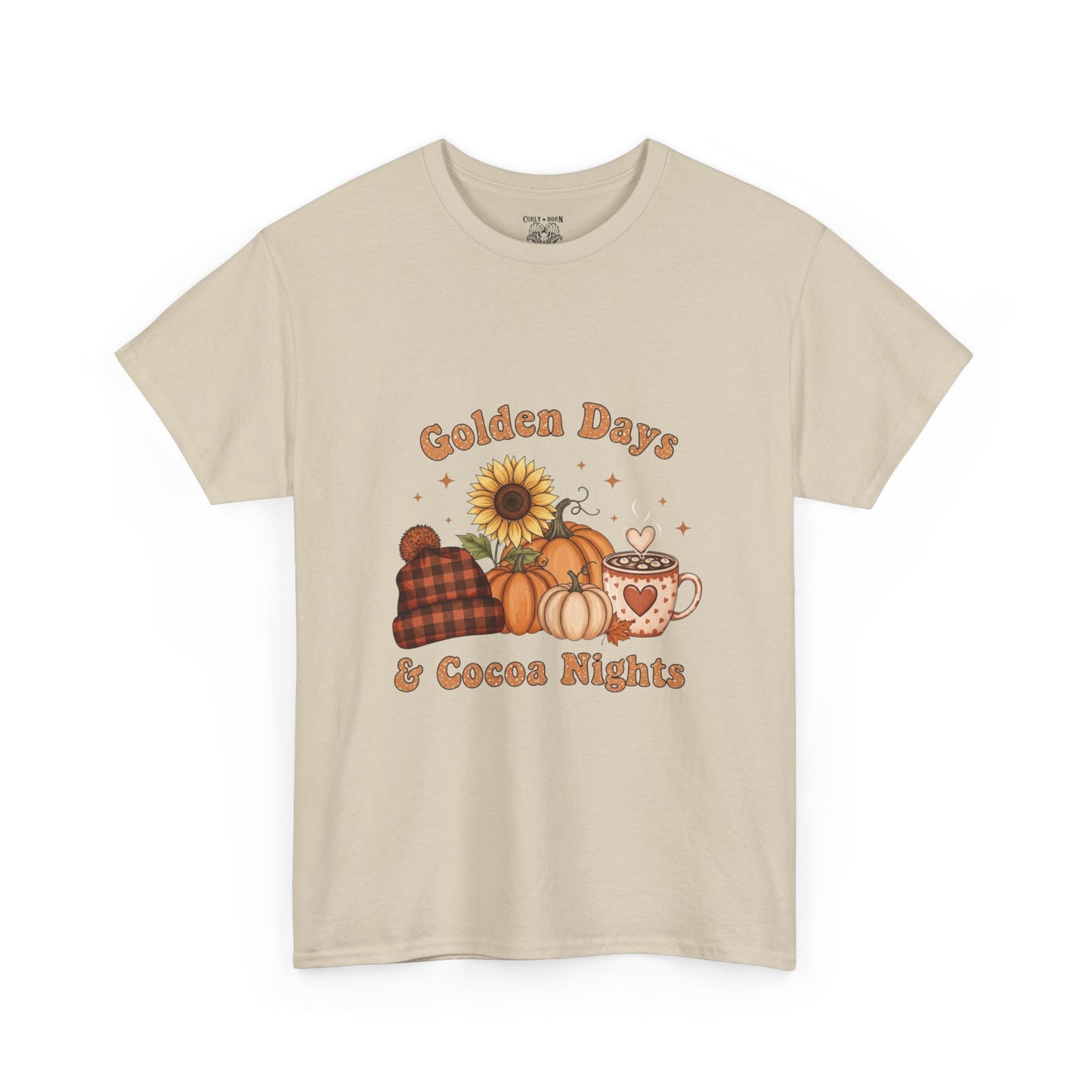 Autumn Vibes Tee - Golden Days & Cocoa Nights, Cozy Fall Shirt, Pumpkin Spice Tee, Harvest Celebration Top, Cute Graphic Tee