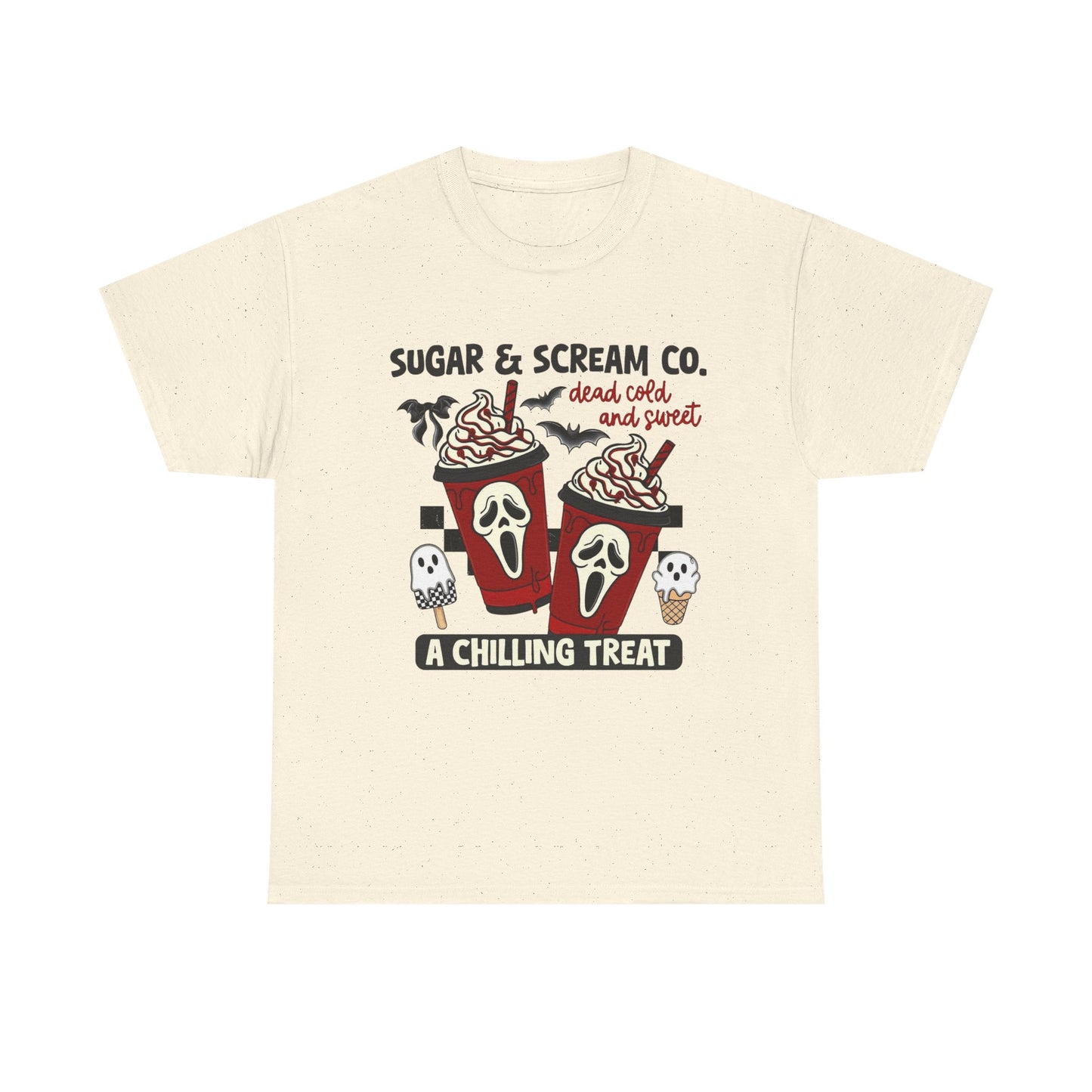Sugar & Scream Co. Unisex Tee - A Chilling Treat, Halloween T-Shirt, Cute Cafe Shirt, Ghostly Graphic Tee, Sweet Treats Apparel