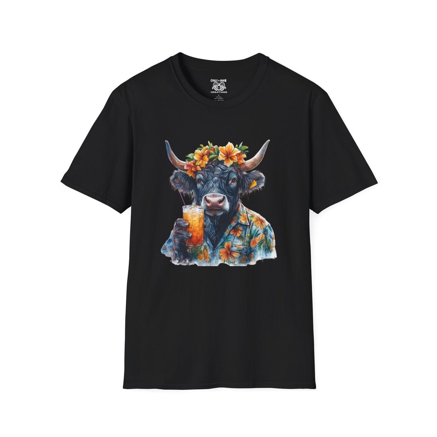 Tropical Cow T-Shirt, Summer Vibe Tee, Fun Graphic Shirt, Unisex Casual Wear, Perfect for Beach Parties, Gift for Cow Lovers