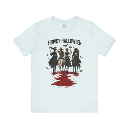 Howdy Halloween Unisex Tee, Spooky Graphic T-Shirt, Fall Festival Shirt, Halloween Costume Top, Casual Fall Wear