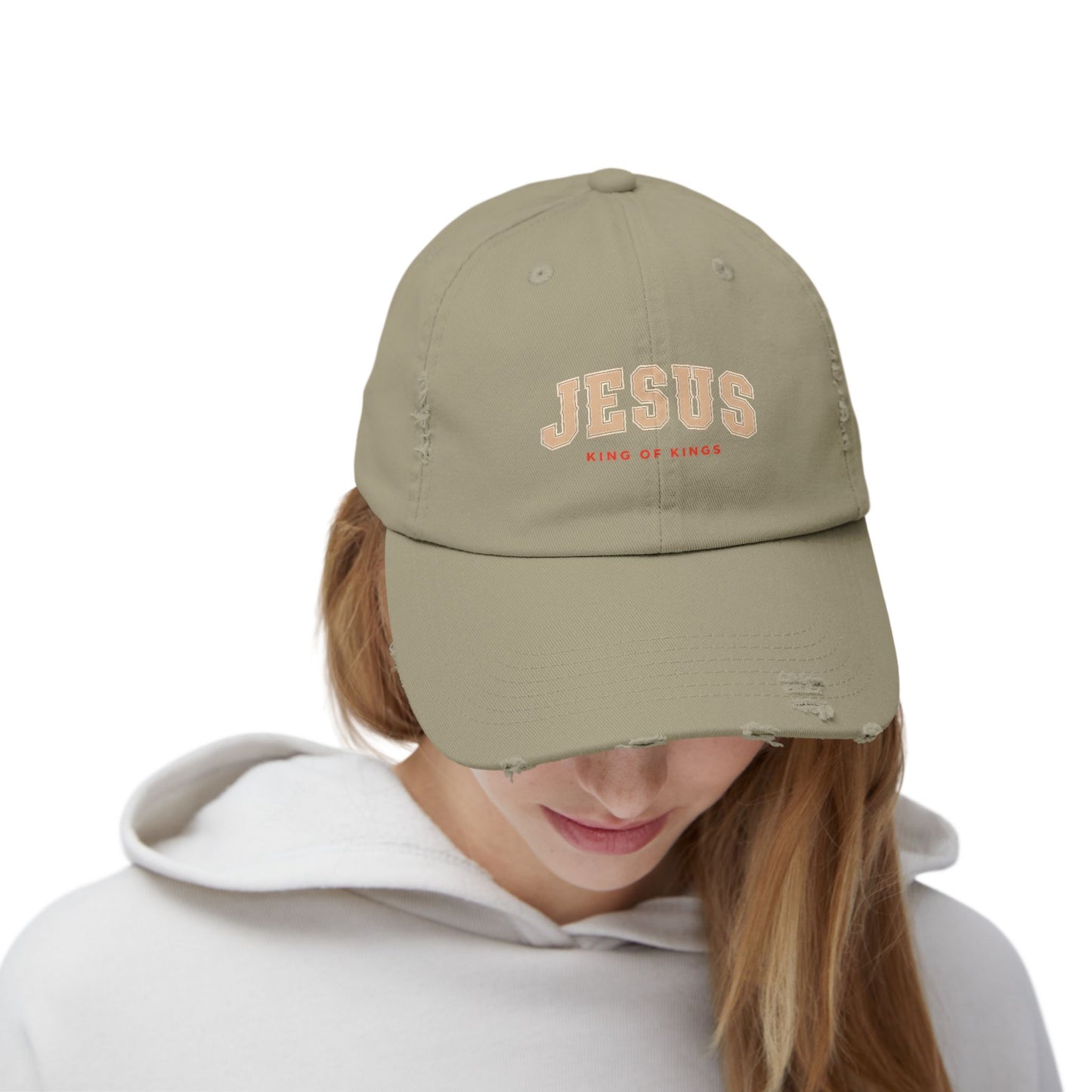 Unisex Distressed Cap - Jesus King of Kings Hat, Vintage Christian Hat, Casual Faith Cap, Inspirational Gift, Everyday Wear