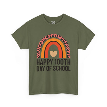 Colorful Rainbow 100th Day of School T-Shirt, School Spirit Tee, Teacher Gift, Milestone Celebration Shirt, Kids Unisex Cotton Tee