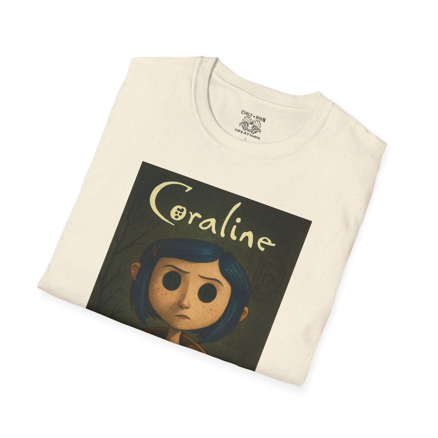 Coraline-Inspired Unisex Softstyle T-Shirt, Cute Graphic Tee, Movie Merch, Unique Gift, Retro Style, Horror Fans, Birthday Present