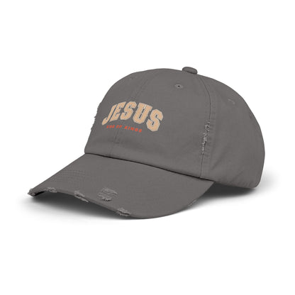 Unisex Distressed Cap - Jesus King of Kings Hat, Vintage Christian Hat, Casual Faith Cap, Inspirational Gift, Everyday Wear