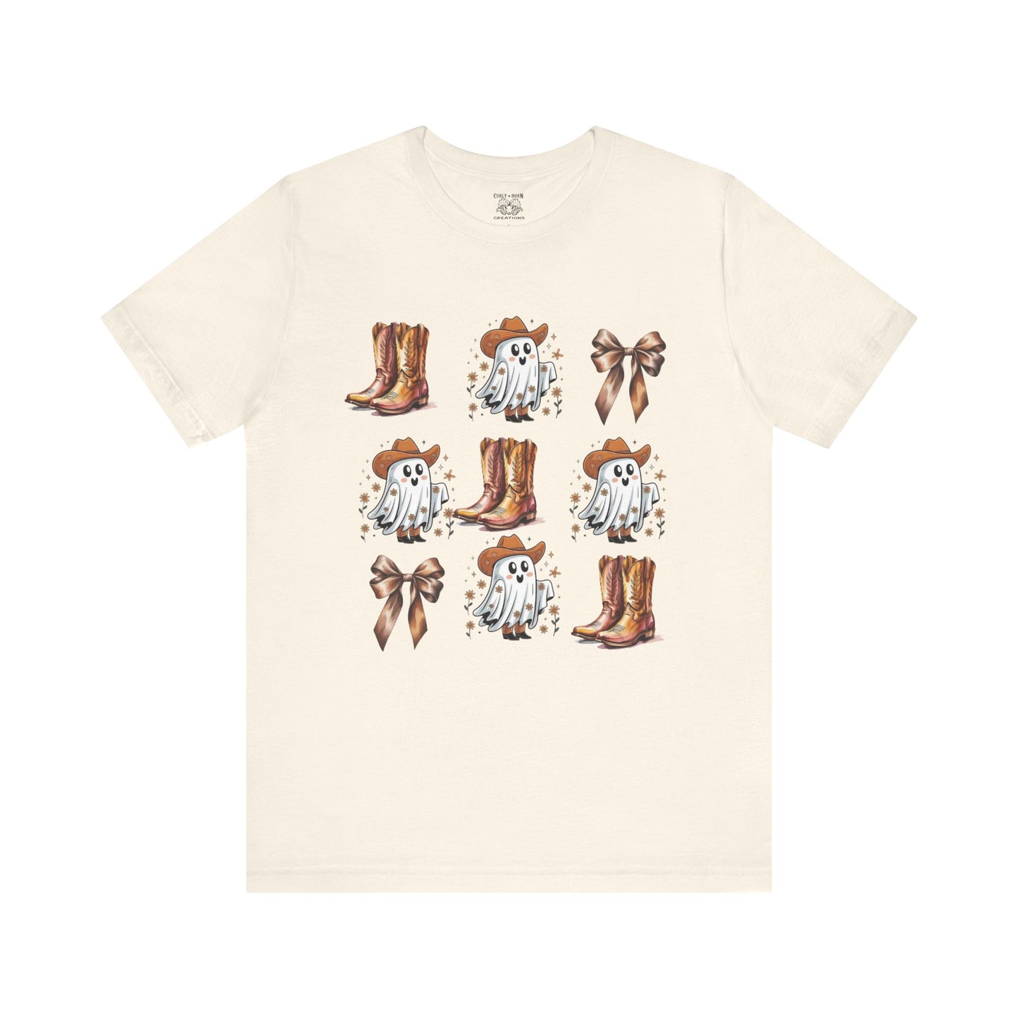 Ghostly Cowboy Tee, Fun Unisex Tee, Halloween Shirt, Country Style Tee, Ghosts and Boots Design, Casual Wear