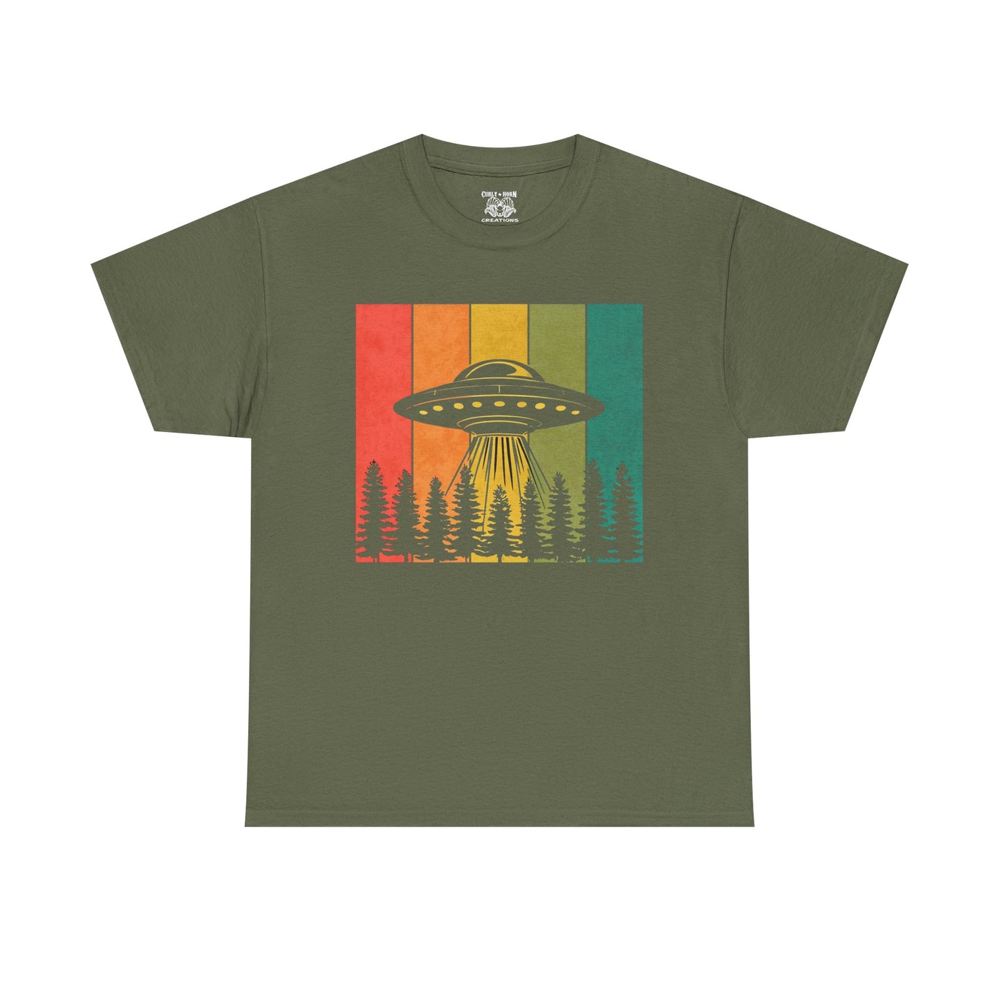 Retro UFO Unisex Heavy Cotton Tee | Vintage Alien Shirt | Unisex Apparel | Outdoor Adventure Tee | Gift for Space Lovers