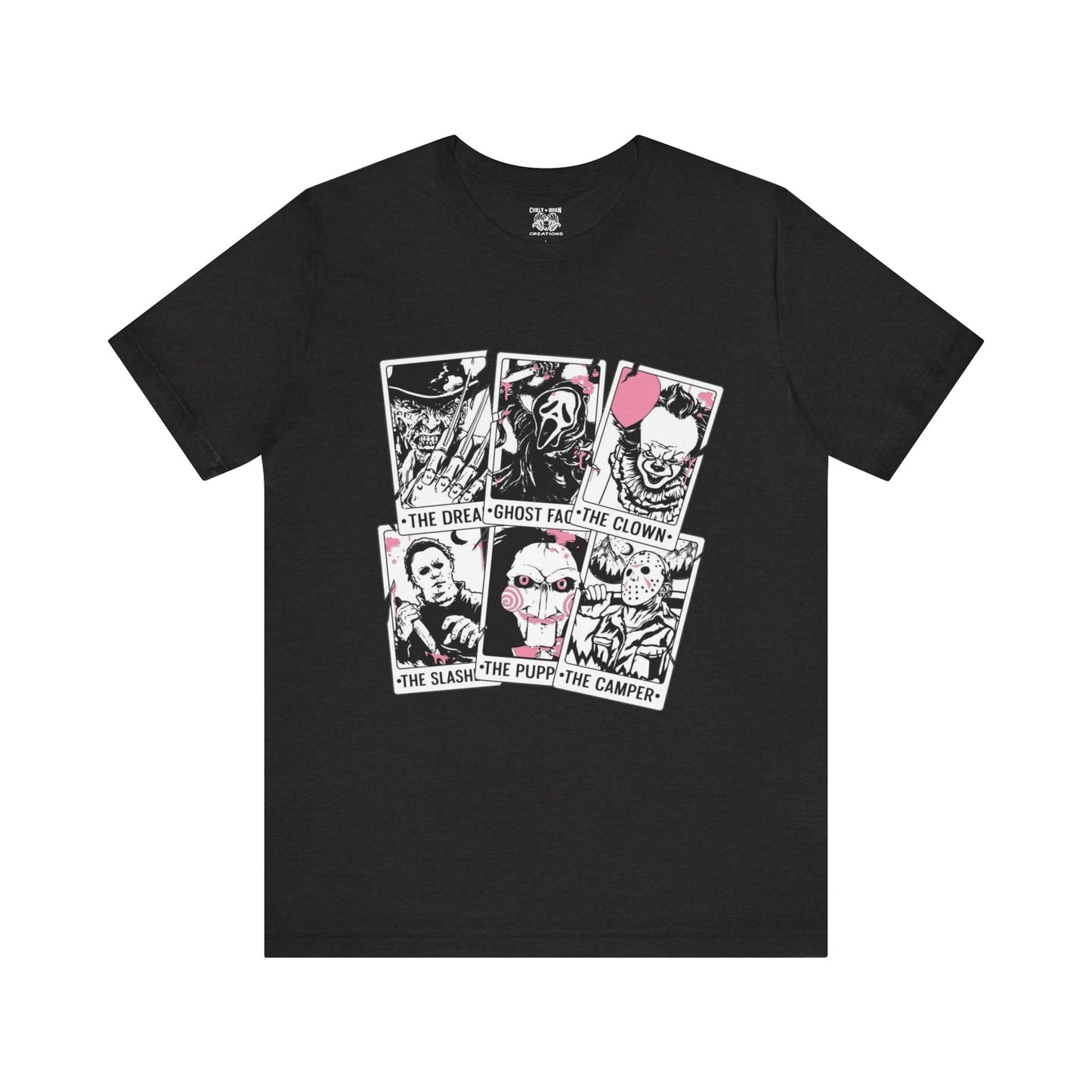 Horror Vibes Graphic Tee, Unisex Short Sleeve Shirt, Perfect for Halloween, Movie Night, Gift for Horror Fans, Casual Wear