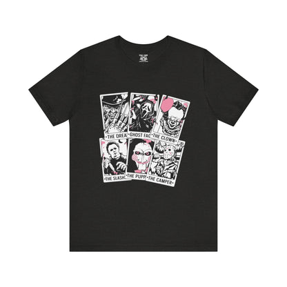Horror Vibes Graphic Tee, Unisex Short Sleeve Shirt, Perfect for Halloween, Movie Night, Gift for Horror Fans, Casual Wear