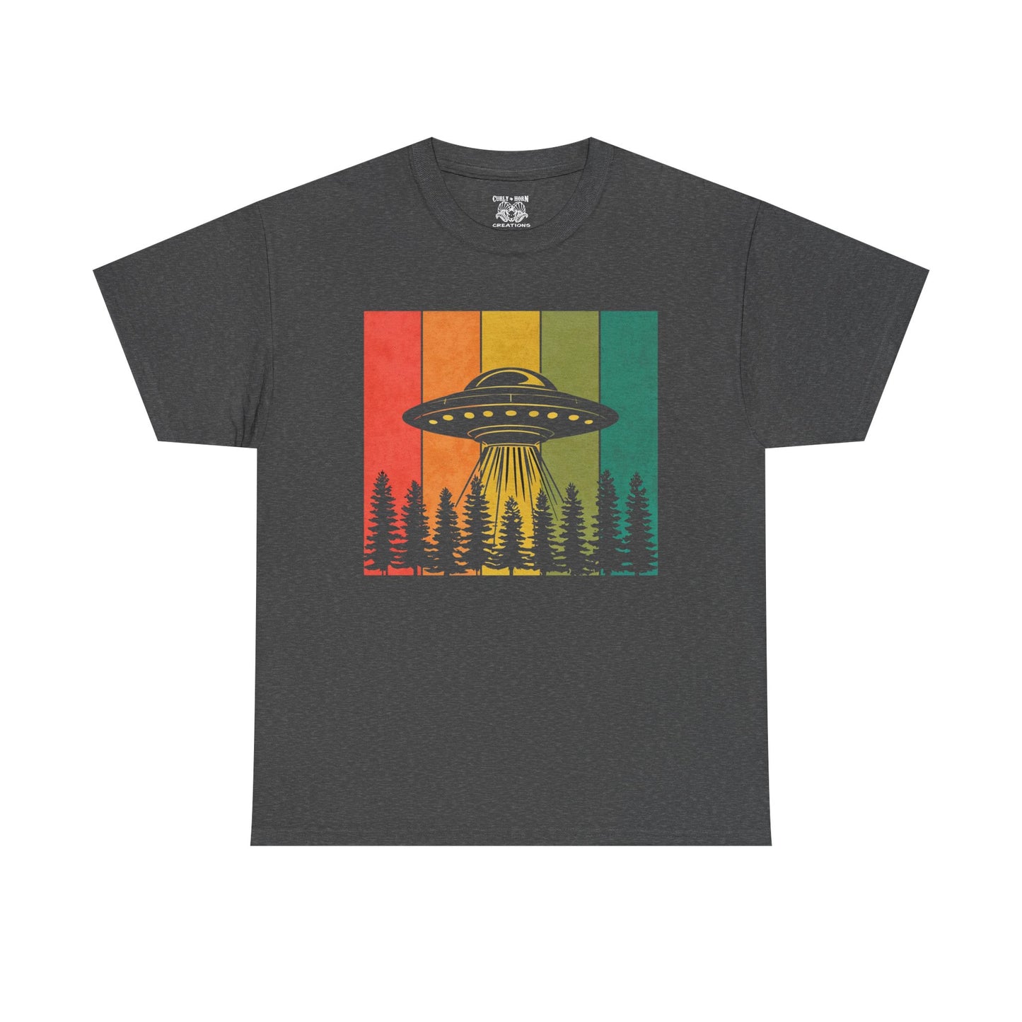 Retro UFO Unisex Heavy Cotton Tee | Vintage Alien Shirt | Unisex Apparel | Outdoor Adventure Tee | Gift for Space Lovers