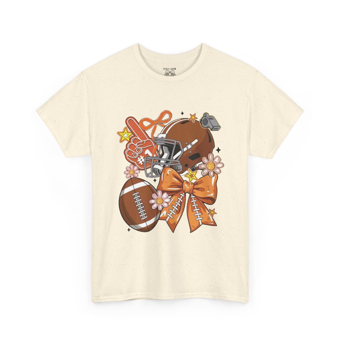 Football Floral Unisex Heavy Cotton Tee, Fall Game Day Shirt, Sports Fan Apparel, Tailgate Outfit, Gift for Her