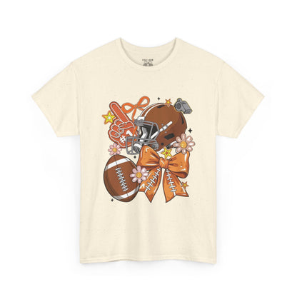 Football Floral Unisex Heavy Cotton Tee, Fall Game Day Shirt, Sports Fan Apparel, Tailgate Outfit, Gift for Her