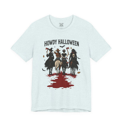 Howdy Halloween Unisex Tee, Spooky Graphic T-Shirt, Fall Festival Shirt, Halloween Costume Top, Casual Fall Wear