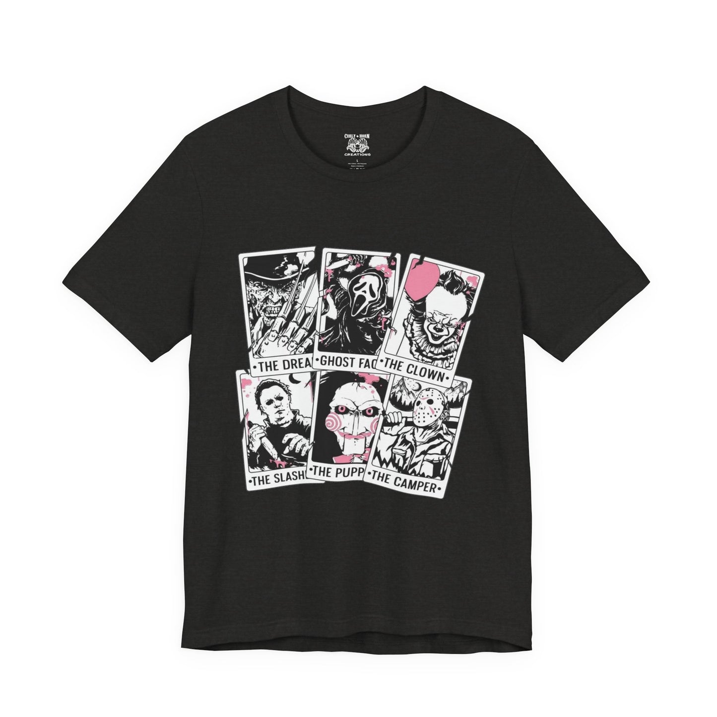 Horror Vibes Graphic Tee, Unisex Short Sleeve Shirt, Perfect for Halloween, Movie Night, Gift for Horror Fans, Casual Wear