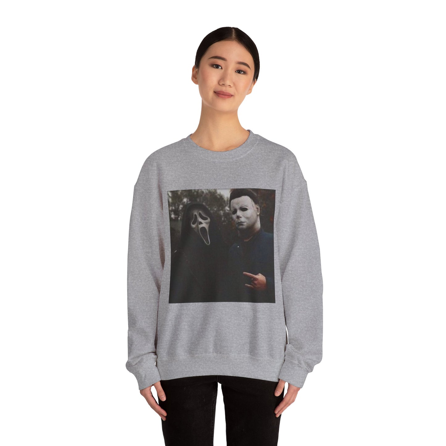 Spooky Horror Movie Sweatshirt, Cozy Fall Apparel, Unisex Crewneck, Halloween Clothing, Movie Night, Scary Vibes, Gift for Horror Fans