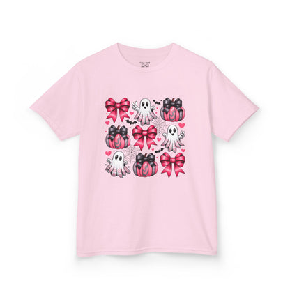 Cute Ghosts & Bows Kids Tee, Halloween Shirt, Gift for Kids, Spooky Season Apparel, Fun Ghost T-Shirt