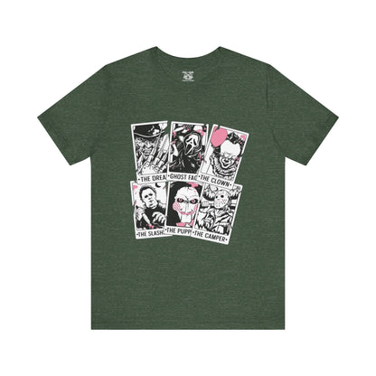 Horror Vibes Graphic Tee, Unisex Short Sleeve Shirt, Perfect for Halloween, Movie Night, Gift for Horror Fans, Casual Wear