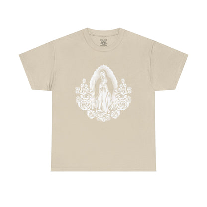 Religious Virgen De Guadalupe Tee, Unisex Heavy Cotton Tee, Vintage Spiritual Shirt, Casual Faith Apparel, Everyday Wear