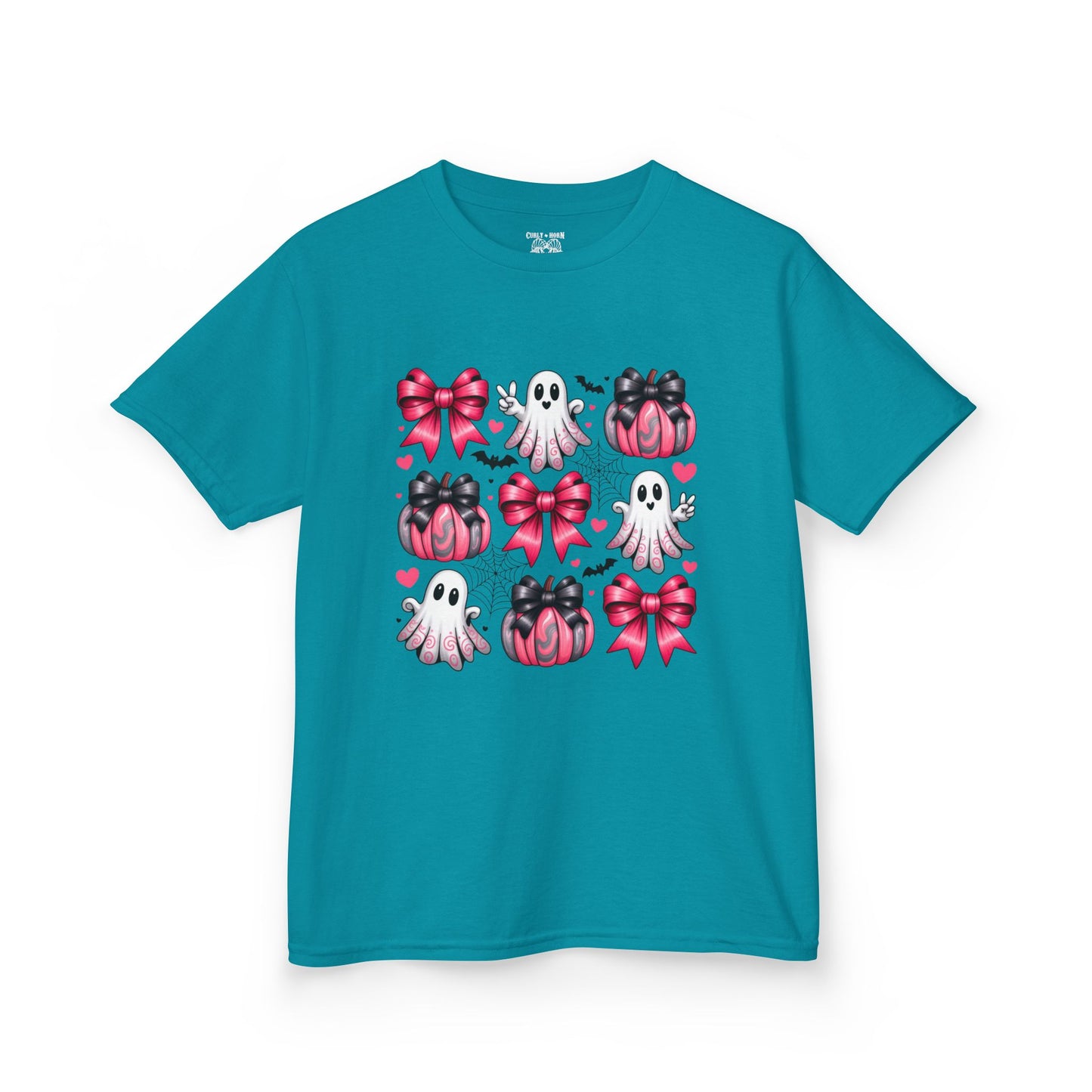 Cute Ghosts & Bows Kids Tee, Halloween Shirt, Gift for Kids, Spooky Season Apparel, Fun Ghost T-Shirt