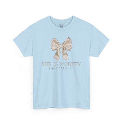 She is Worthy Unisex Cotton Tee - Inspirational Shirt, Faith-Based Apparel, Christian Gift, Casual Wear, Motivational T-Shirt