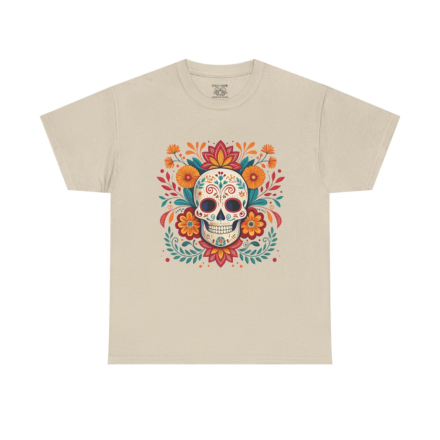 Colorful Skull Floral Tee, Day of the Dead Shirt, Unisex Graphic Tee, Casual Wear, Gift for Halloween, Festival Attire
