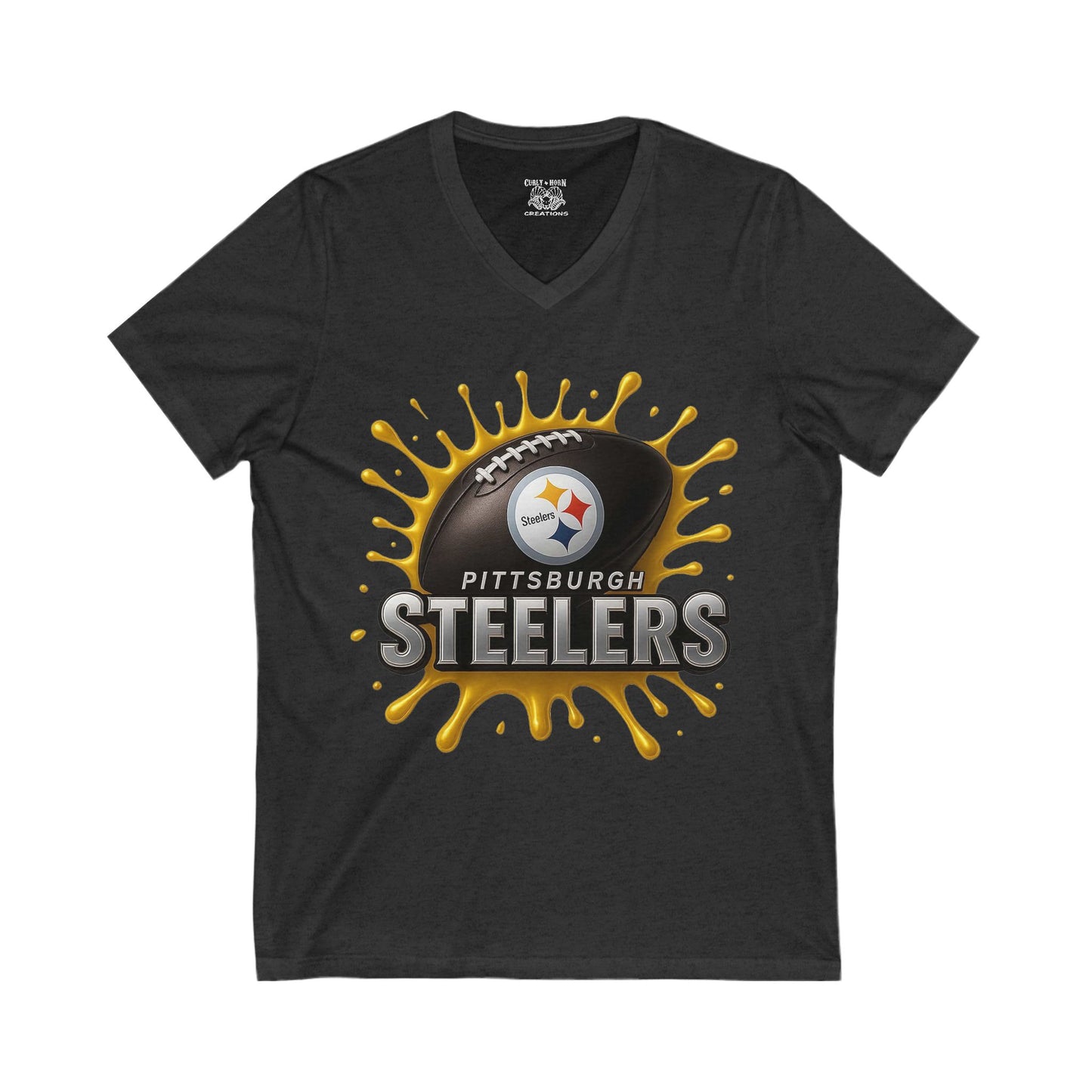 Pittsburgh Steelers V-Neck Tee, Comfortable Sports Shirt, Unisex Fan Apparel, Perfect for Game Day, Gift for Steelers Fans