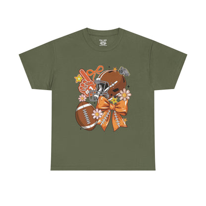 Football Floral Unisex Heavy Cotton Tee, Fall Game Day Shirt, Sports Fan Apparel, Tailgate Outfit, Gift for Her