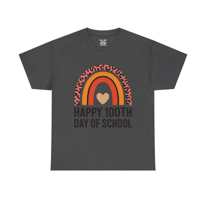 Colorful Rainbow 100th Day of School T-Shirt, School Spirit Tee, Teacher Gift, Milestone Celebration Shirt, Kids Unisex Cotton Tee