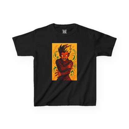 Kid's Graphic Tee with Fiery Monster Design, Perfect for Halloween, Birthday Gifts, Everyday Wear, Playdates, Anime Enthusiasts