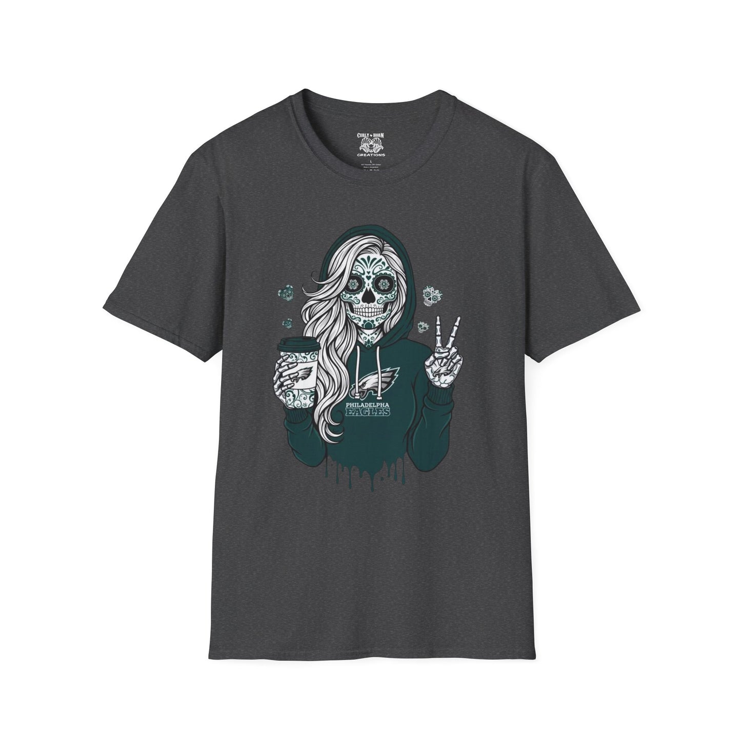 Sugar Skull Eagles Peace T-Shirt, Día de los Muertos