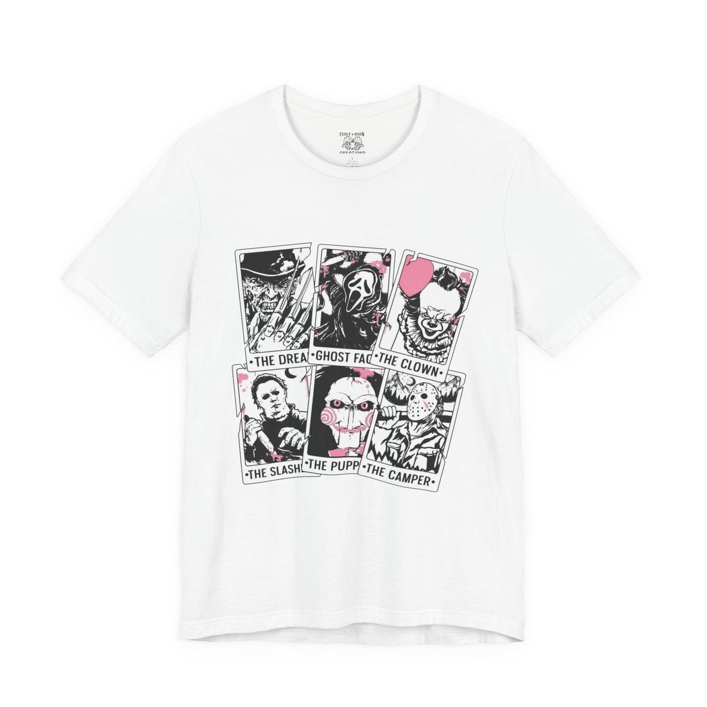 Horror Vibes Graphic Tee, Unisex Short Sleeve Shirt, Perfect for Halloween, Movie Night, Gift for Horror Fans, Casual Wear