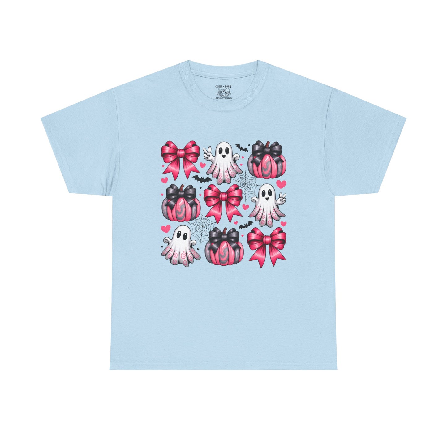 Cute Ghosts & Bows Tee, Halloween Shirt, Unisex Fun Fashion, Gift for Kids and Teens, Spooky Vibes, Holiday Apparel
