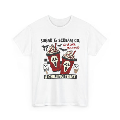 Sugar & Scream Co. Unisex Tee - A Chilling Treat, Halloween T-Shirt, Cute Cafe Shirt, Ghostly Graphic Tee, Sweet Treats Apparel