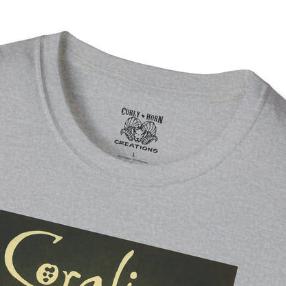Coraline-Inspired Unisex Softstyle T-Shirt, Cute Graphic Tee, Movie Merch, Unique Gift, Retro Style, Horror Fans, Birthday Present
