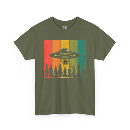 Retro UFO Unisex Heavy Cotton Tee | Vintage Alien Shirt | Unisex Apparel | Outdoor Adventure Tee | Gift for Space Lovers