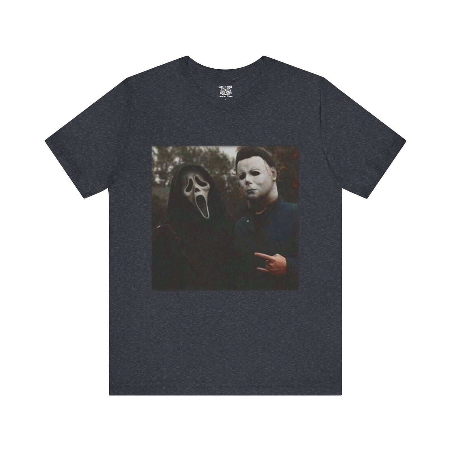 Horror Movie Graphic Tee, Unisex Jersey Short Sleeve Tee, Halloween Costume Shirt, Scary Movie Fan Apparel, Spooky Themed Tee