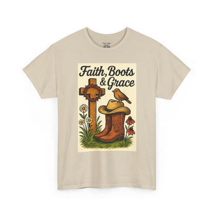 Faith, Boots & Grace Unisex Tee - Country Style, Inspirational Gift, Western Fashion, Outdoor Wear, Everyday Comfort