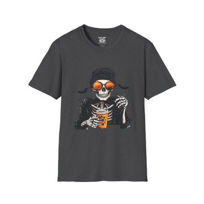 Chill Skeleton Tee - Unisex Softstyle T-Shirt, Halloween Costume, Casual Wear, Trendy Graphic Tee, Unique Gift Idea