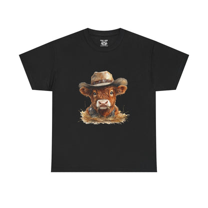 Cowboy Cow Unisex Tee, Funny Farm Animal Shirt, Gift for Farmers, Casual Wear, Country Life Tee, Birthday Present