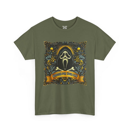 Spooky Graphic Tee, Halloween T-Shirt, Horror Fan Apparel, Unisex Cotton Shirt, Ghost-Inspired Design, Casual Outfit