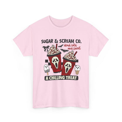 Sugar & Scream Co. Unisex Tee - A Chilling Treat, Halloween T-Shirt, Cute Cafe Shirt, Ghostly Graphic Tee, Sweet Treats Apparel