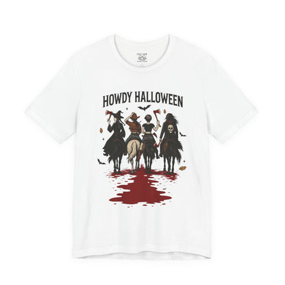 Howdy Halloween Unisex Tee, Spooky Graphic T-Shirt, Fall Festival Shirt, Halloween Costume Top, Casual Fall Wear