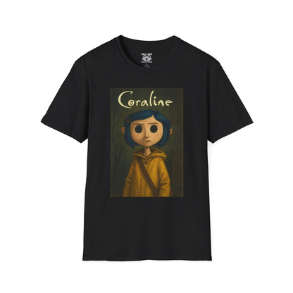 Coraline-Inspired Unisex Softstyle T-Shirt, Cute Graphic Tee, Movie Merch, Unique Gift, Retro Style, Horror Fans, Birthday Present