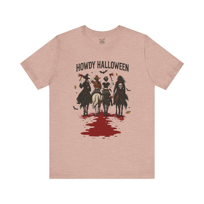 Howdy Halloween Unisex Tee, Spooky Graphic T-Shirt, Fall Festival Shirt, Halloween Costume Top, Casual Fall Wear