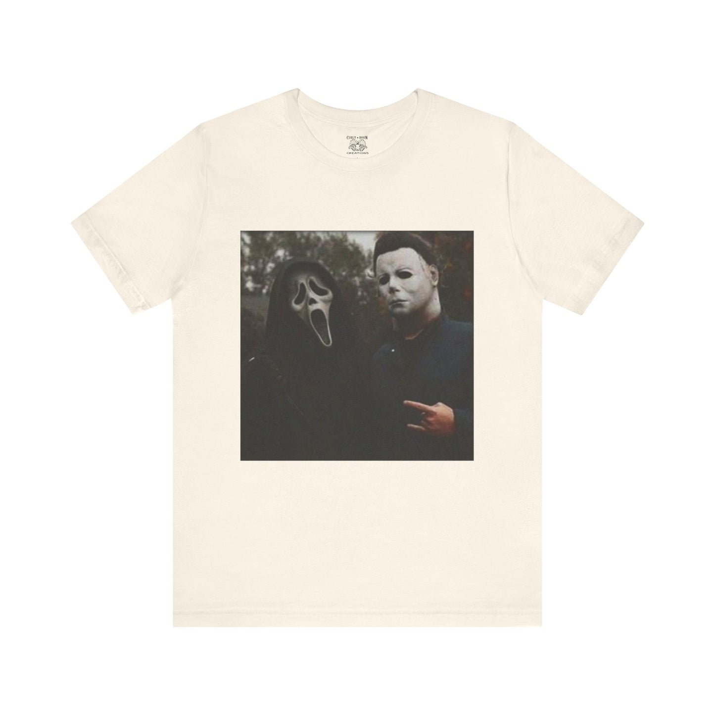 Horror Movie Graphic Tee, Unisex Jersey Short Sleeve Tee, Halloween Costume Shirt, Scary Movie Fan Apparel, Spooky Themed Tee