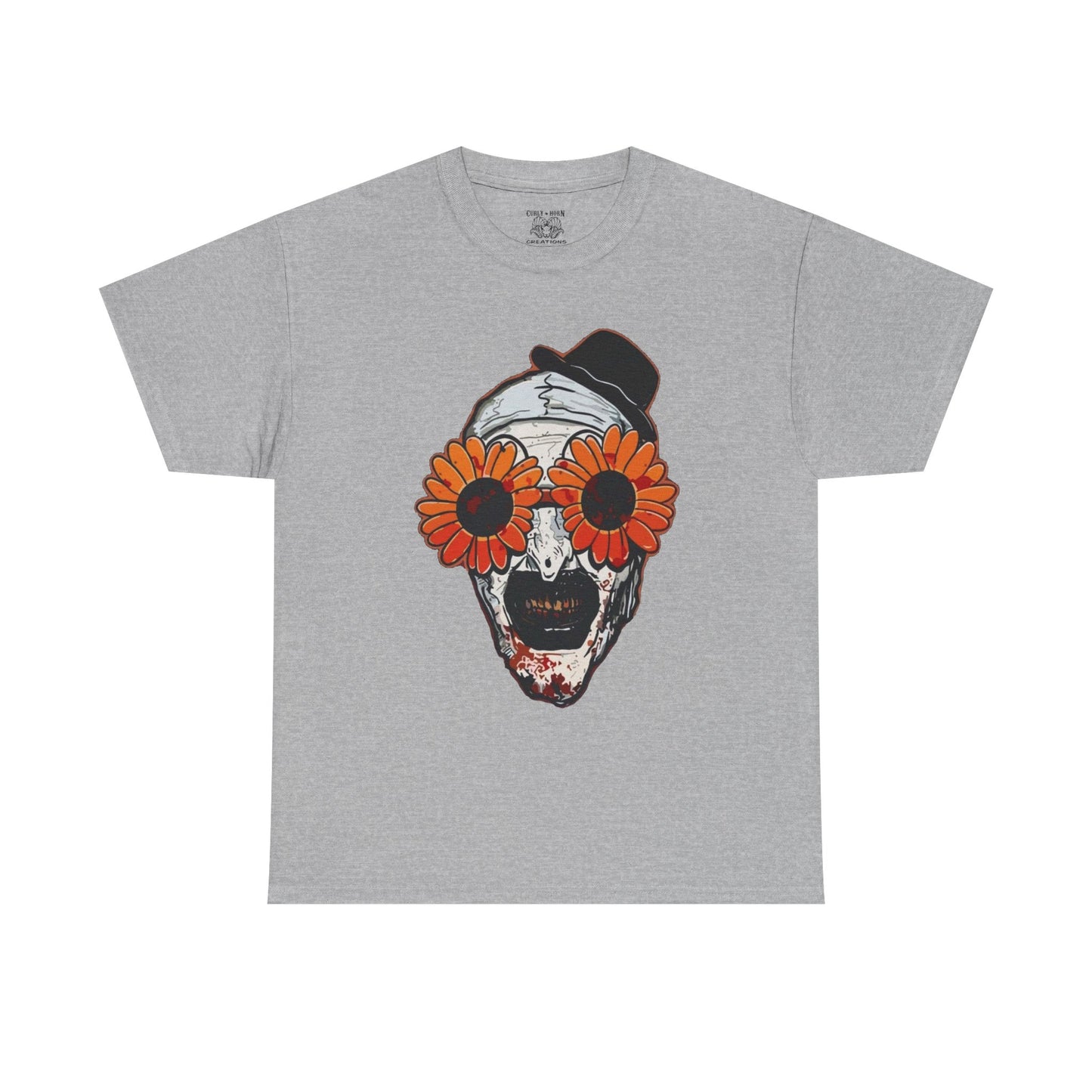 Terrifier Skull Tee with Floral Glasses, Unisex Cotton Shirt, Trendy Graphic T-Shirt, Quirky Casual Wear, Unique Gift for Him or Her