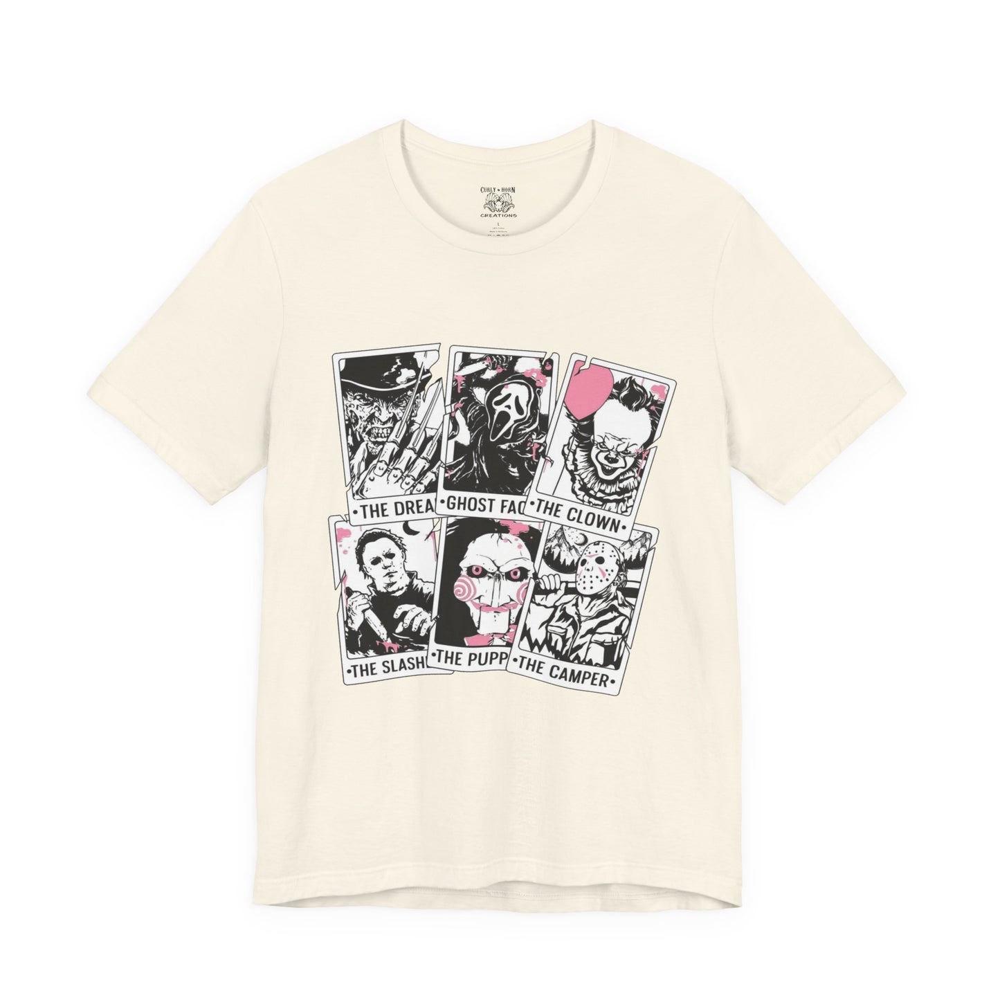 Horror Vibes Graphic Tee, Unisex Short Sleeve Shirt, Perfect for Halloween, Movie Night, Gift for Horror Fans, Casual Wear